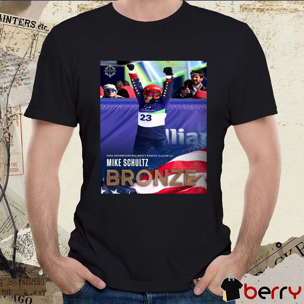 Mike Schultz Para Snowboarding Men’s Banked Slalom LL1 Bronze Medal Poster t-shirt
