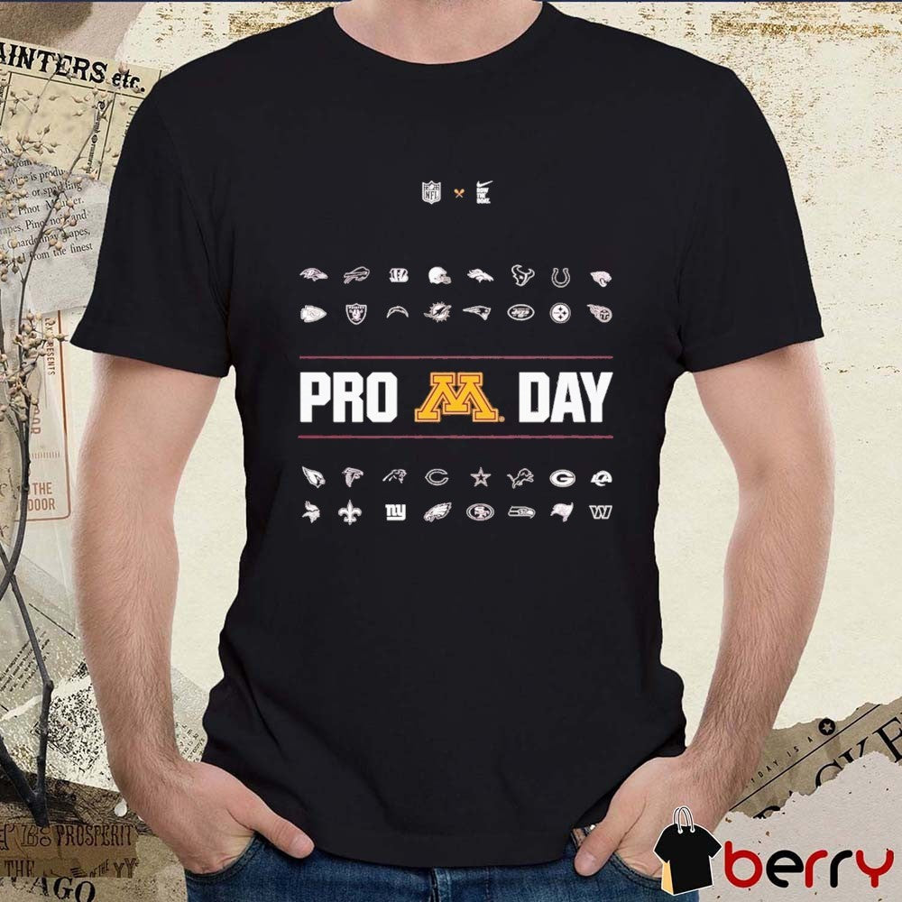 Minnesota Golden Gophers Football Pro Day 32 NFL Teams Logos t-shirt
