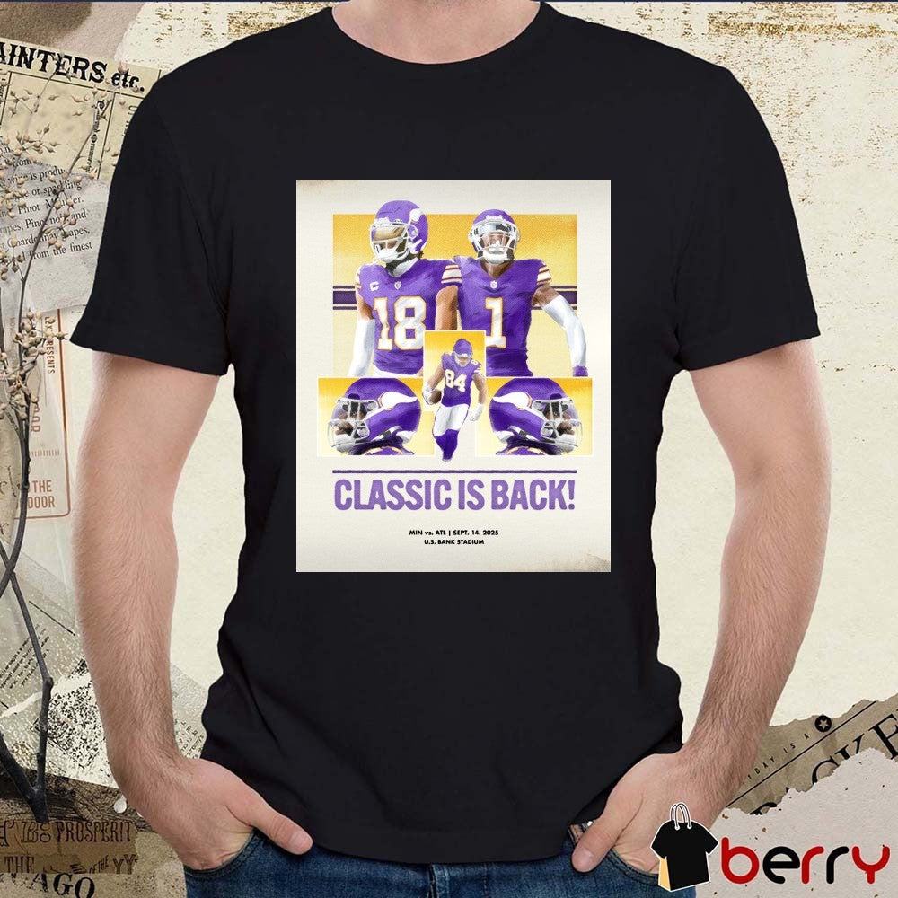 Minnesota Vikings Vs Atlanta Falcons September 14 2025 Classic Is Back US Bank Stadium Poster t-shirt