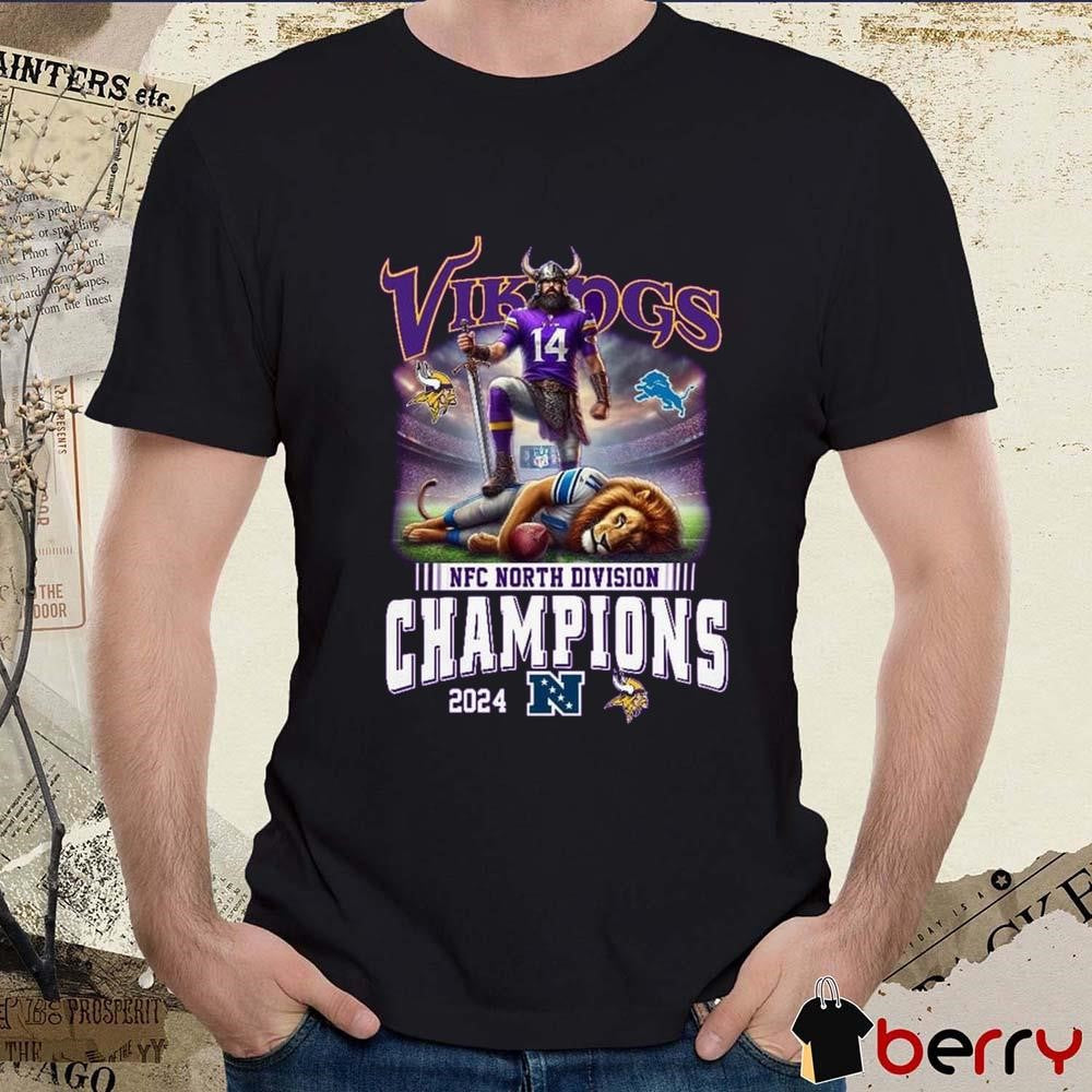 Minnesota Vikings Vs Detroit Lions 2024 NFC North Division Champions Celebration Mascot t-shirt