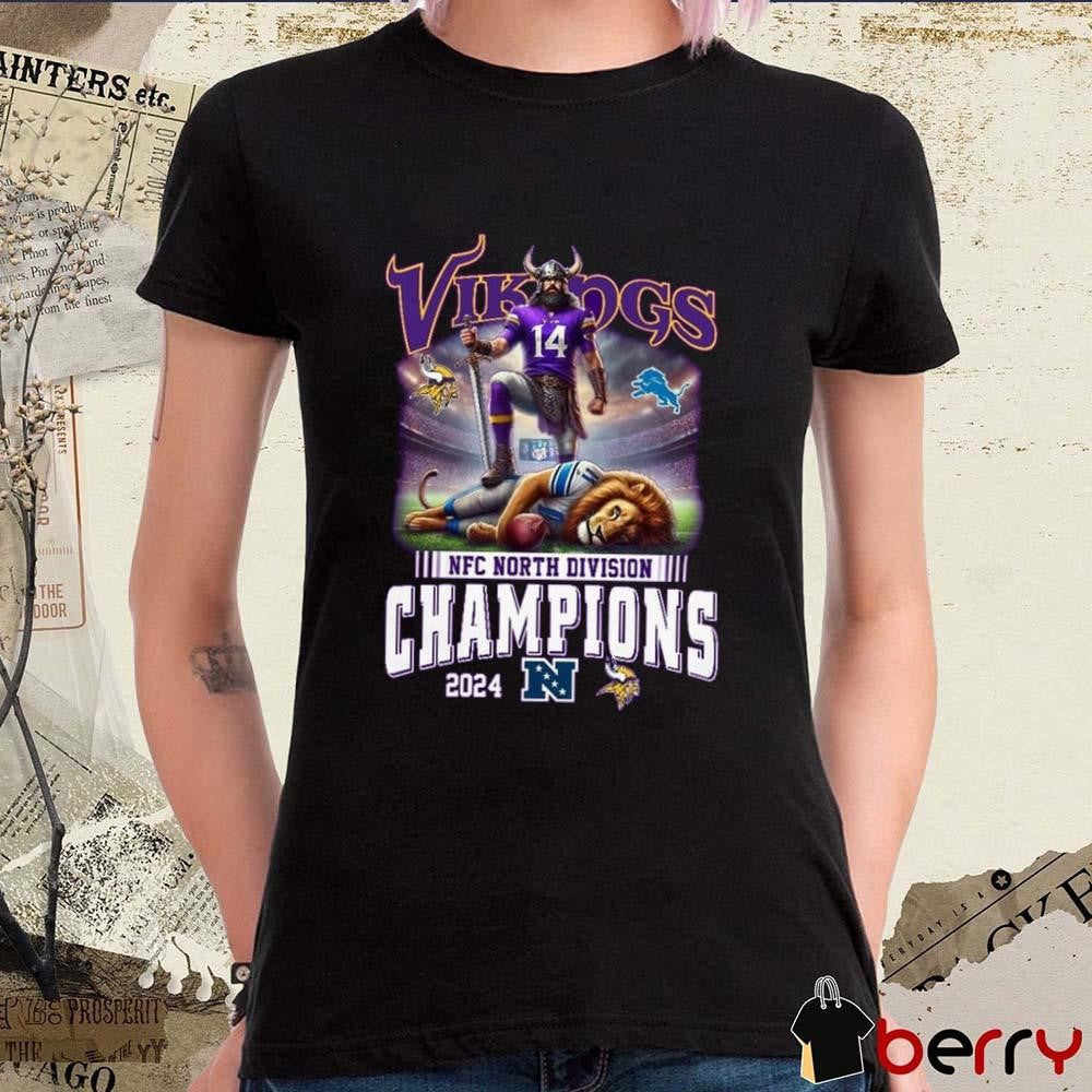Minnesota Vikings Vs Detroit Lions 2024 NFC North Division Champions Celebration Mascot t-shirt