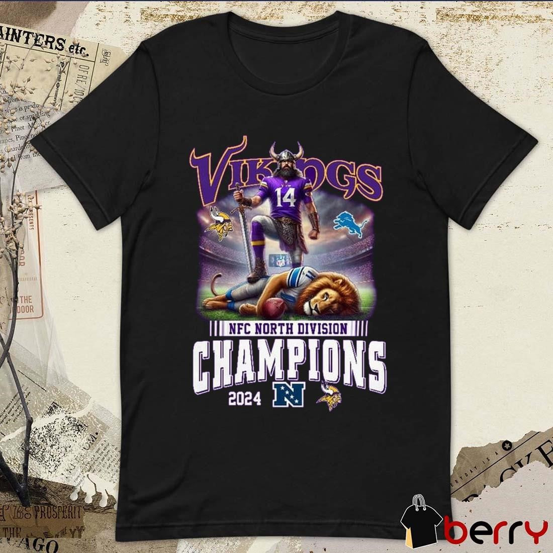 Minnesota Vikings Vs Detroit Lions 2024 NFC North Division Champions Celebration Mascot t-shirt