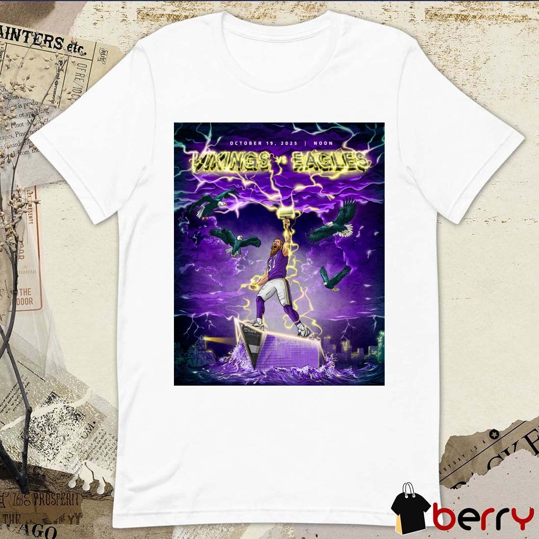 Minnesota Vikings Vs Philadelphia Eagles Bringing The Thunder On Sunday October 19 2025 Poster t-shirt