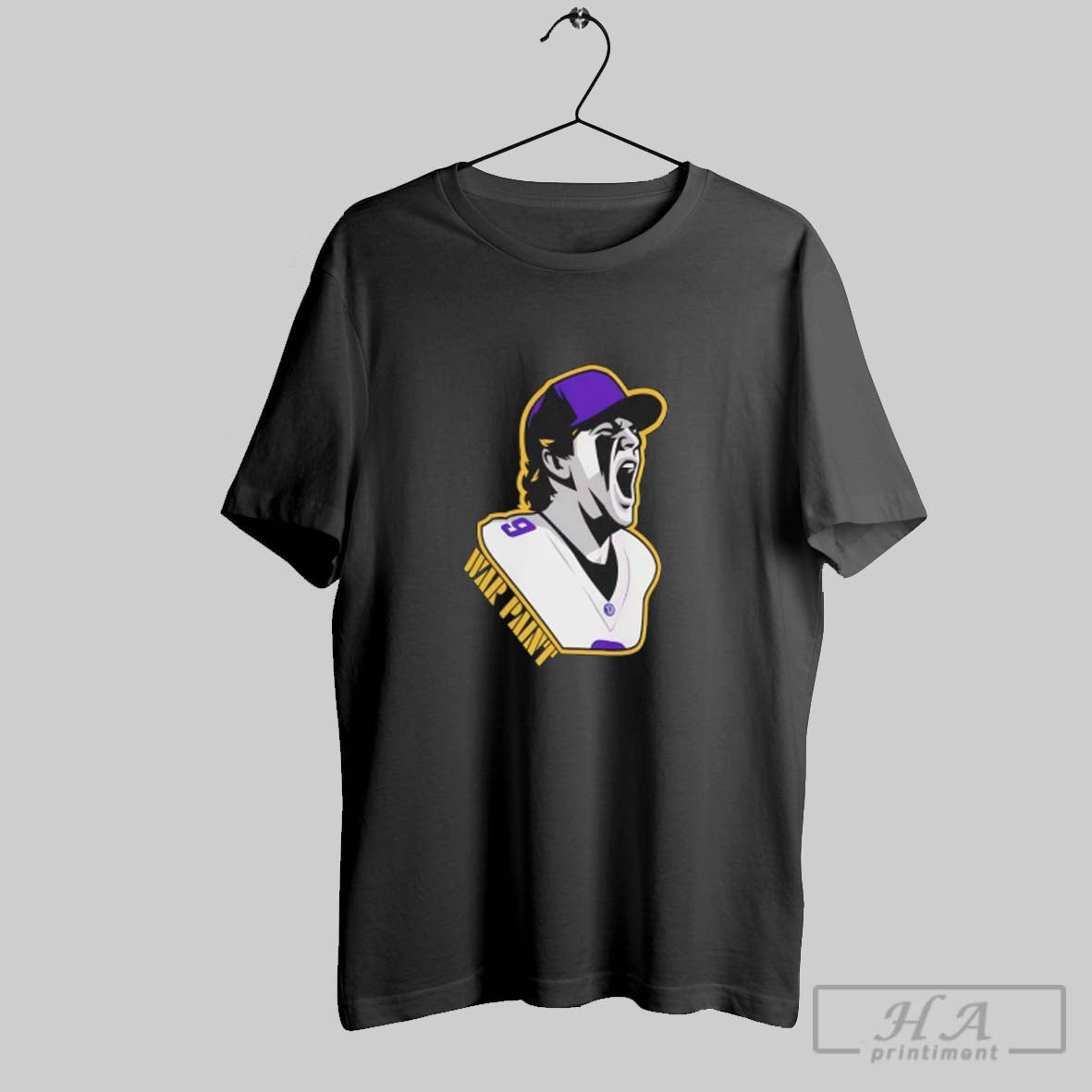 Official Minnesota Vikings War Paint Fooball Player Number 9 Graphic
