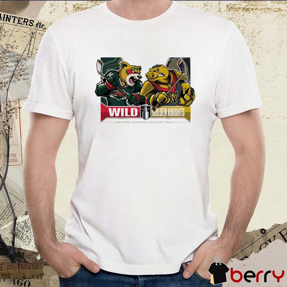 Minnesota Wild Vs Vegas Golden Knights 2025 Stanley Cup Playoffs Western Conference Quarter Finals Mascot t-shirt