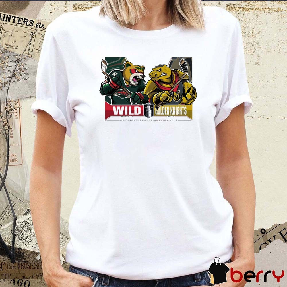 Minnesota Wild Vs Vegas Golden Knights 2025 Stanley Cup Playoffs Western Conference Quarter Finals Mascot t-shirt