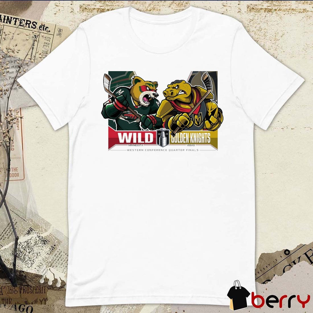 Minnesota Wild Vs Vegas Golden Knights 2025 Stanley Cup Playoffs Western Conference Quarter Finals Mascot t-shirt
