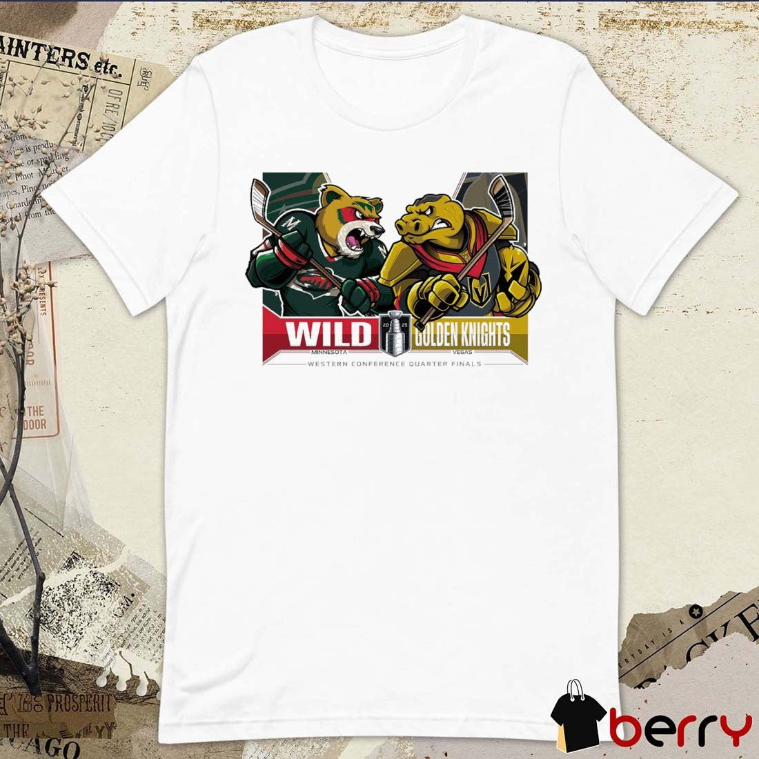 Minnesota Wild Vs Vegas Golden Knights 2025 Stanley Cup Playoffs Western Conference Quarter Finals Mascot t-shirt