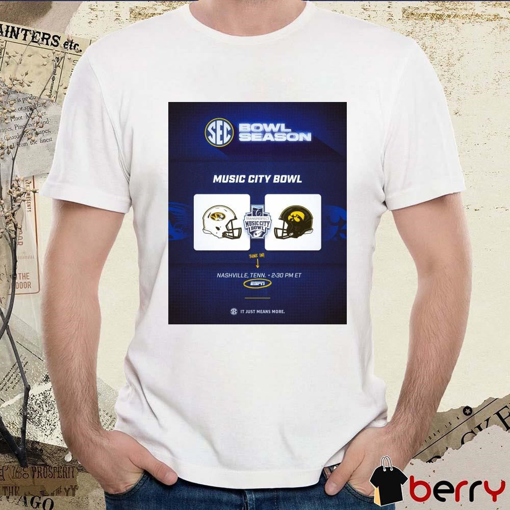 Missouri Tigers vs Iowa Hawkeyes 2024 Transperfect Music City Bowl Champs Nashville Tenn It Just Means More Poster t-shirt