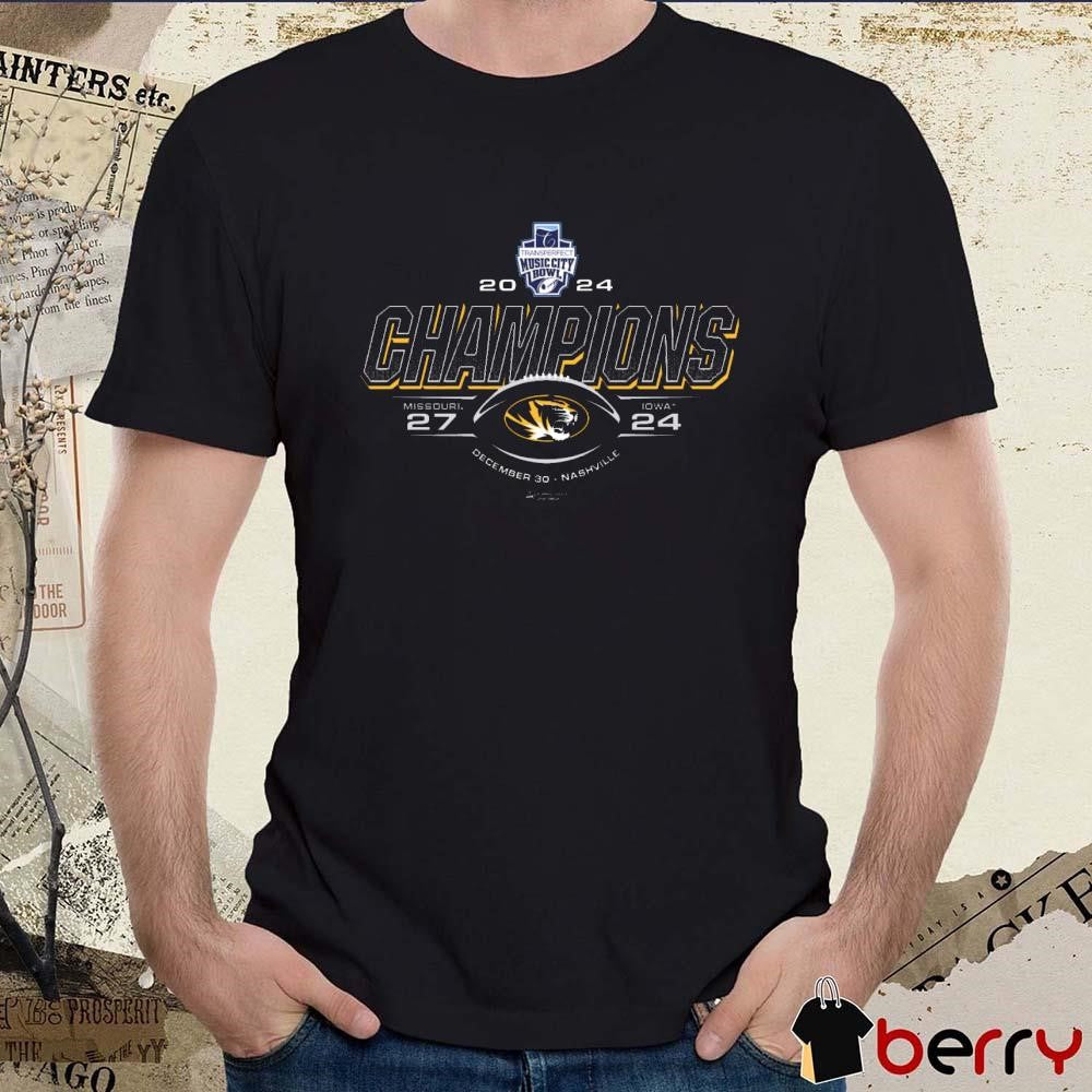 Missouri Tigers vs Iowa Hawkeyes 27 – 24 Transperfect Music City Bowl Champs 2024 Score December 30 Nashville t-shirt