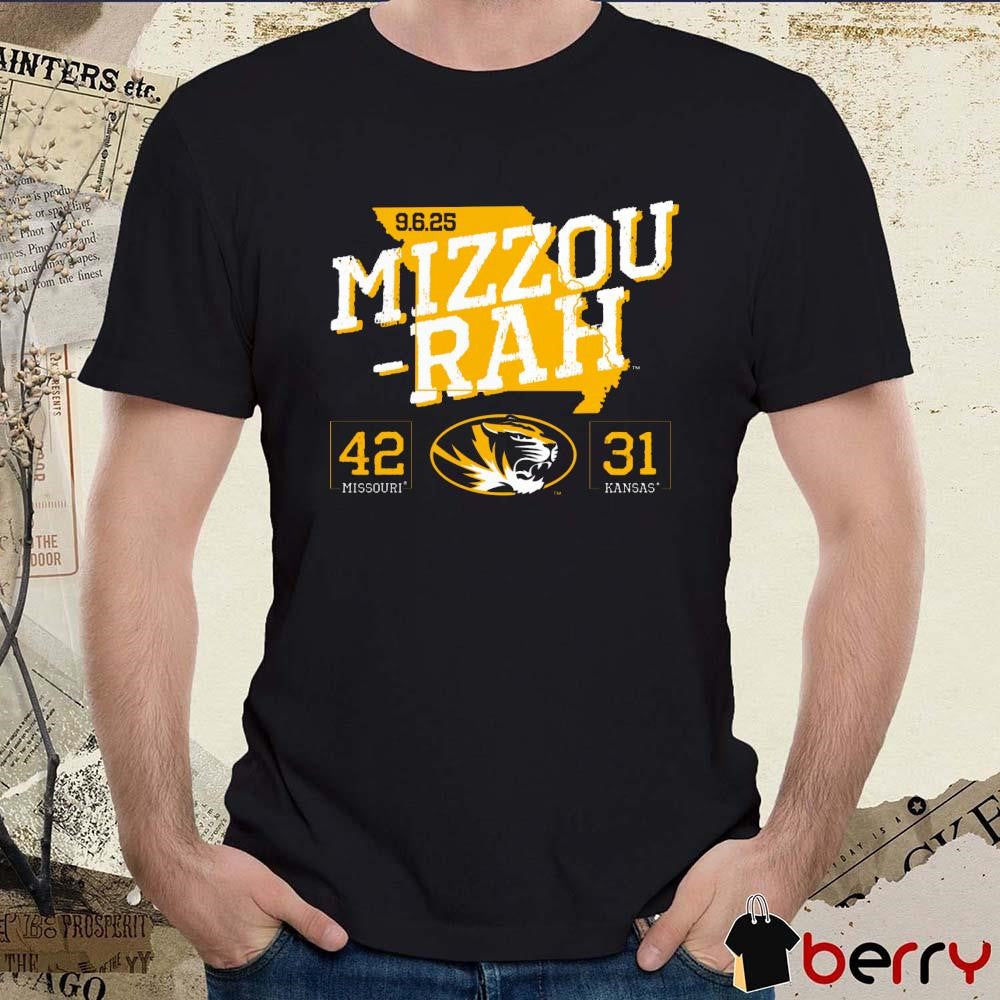 Missouri Tigers vs. Kansas Jayhawks Mizzou-Rah September 6 2025 Score 42-31 t-shirt