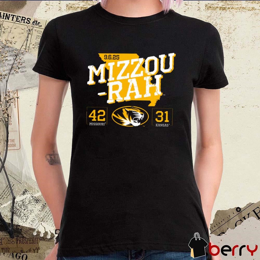 Missouri Tigers vs. Kansas Jayhawks Mizzou-Rah September 6 2025 Score 42-31 t-shirt