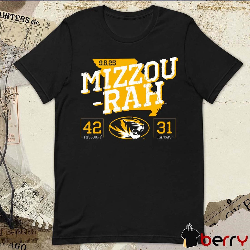 Missouri Tigers vs. Kansas Jayhawks Mizzou-Rah September 6 2025 Score 42-31 t-shirt