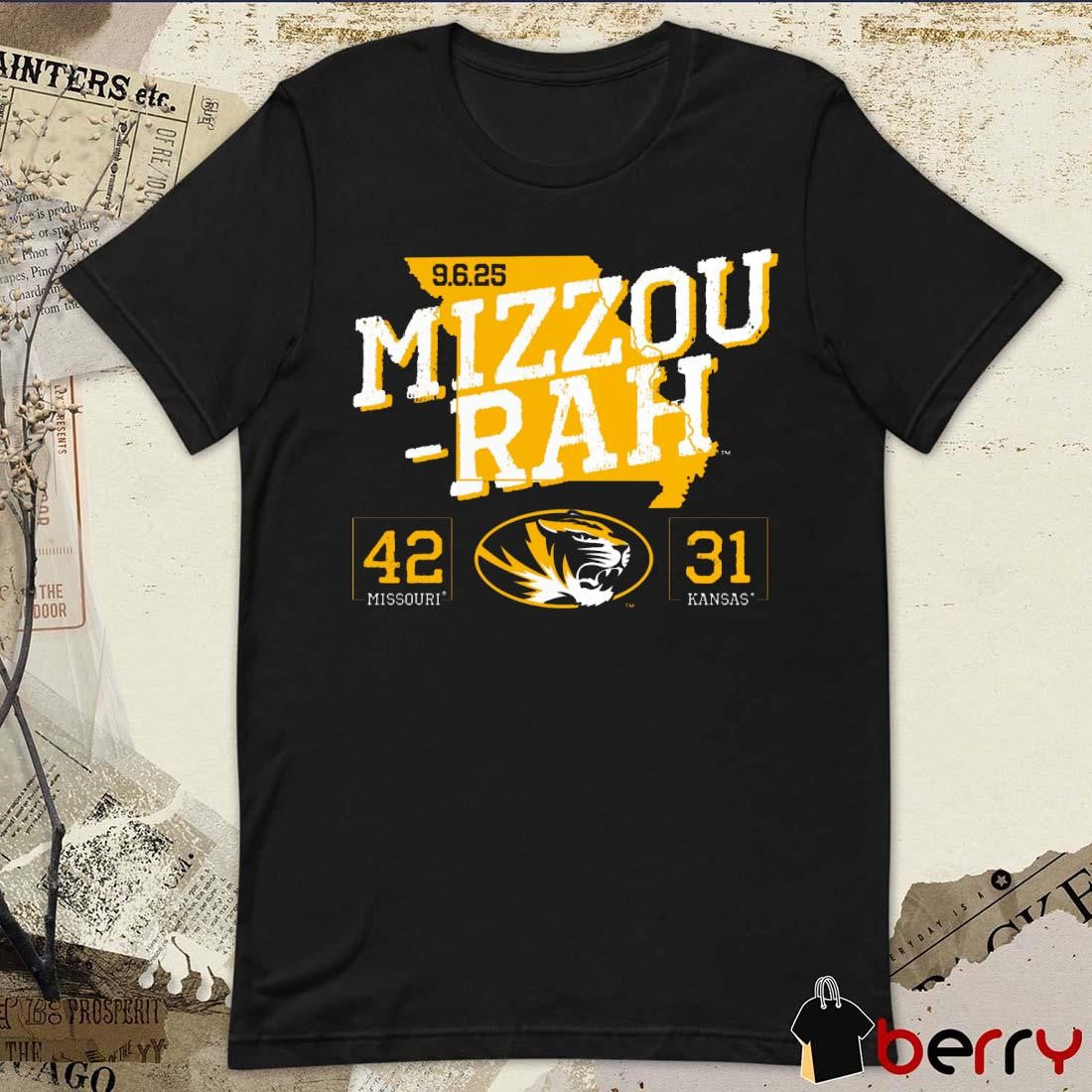 Missouri Tigers vs. Kansas Jayhawks Mizzou-Rah September 6 2025 Score 42-31 t-shirt