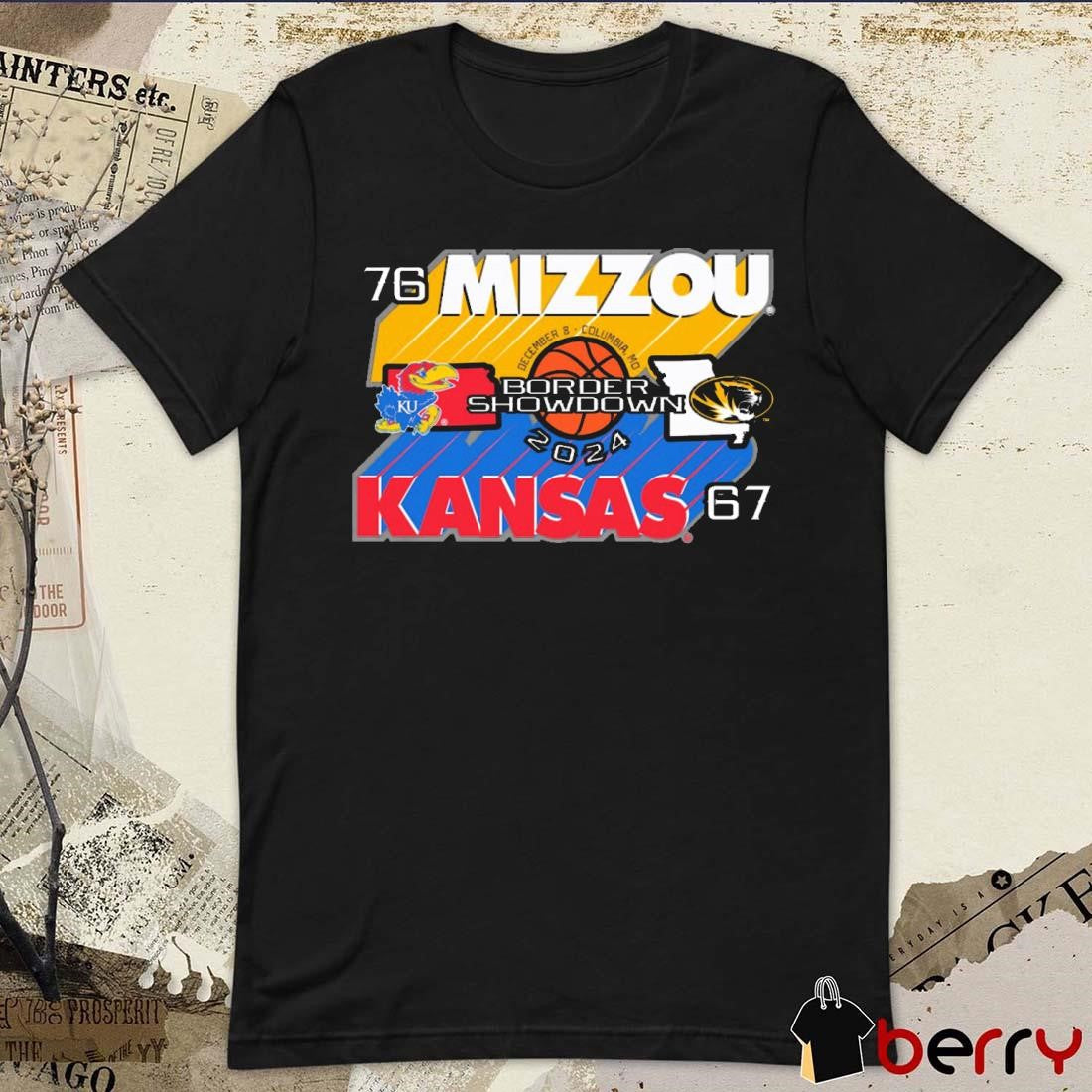Mizzou Tigers Victory MU vs Kansas Jayhawks Basketball Border Showdown 2024 Dec 8 Columbia MO t-shirt