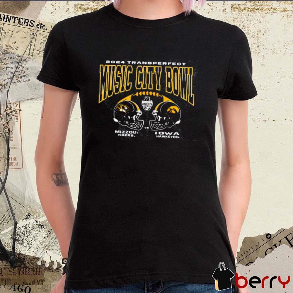 Mizzou Tigers Vs Iowa Hawkeyes 2024 Transperfect Champion Music City Bowl Dueling Helmet t-shirt