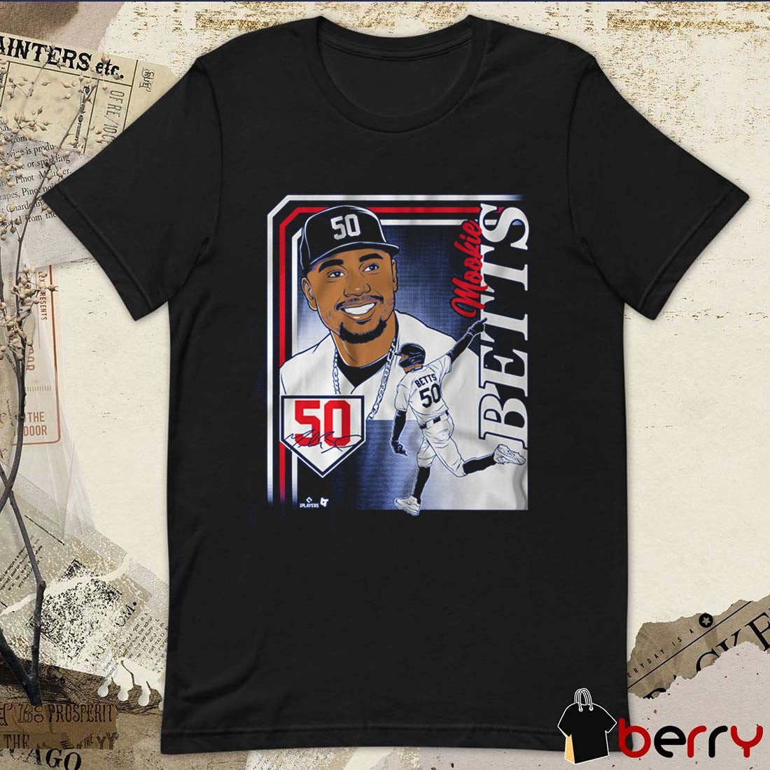 Mookie Betts 50 Los Angeles Dodgers Baseball Collage Frame Signature t-shirt