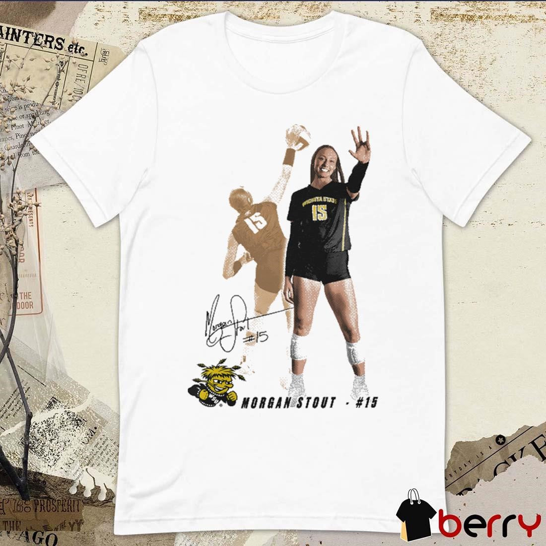 Morgan Stout #15 Wichita State Portrait Signature t-shirt