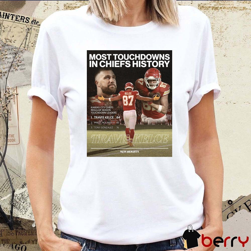 Most Touchdowns In Chiefs History Travis Kelce Kansas City Chiefs New Heights Poster t-shirt