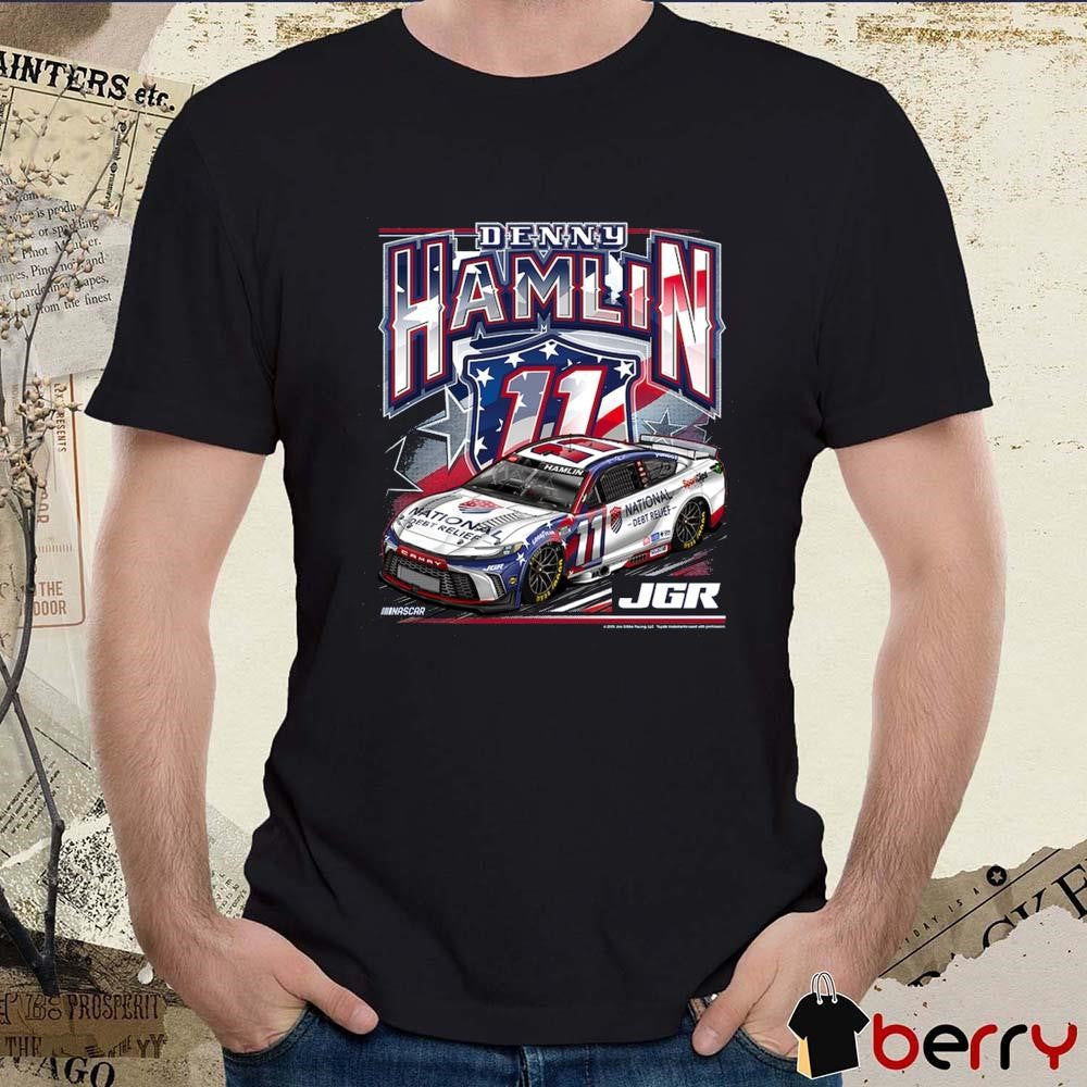 NASCAR Denny Hamlin JGR Joe Gibbs Racing Team Collection National Debt Relief Car 2025 t-shirt
