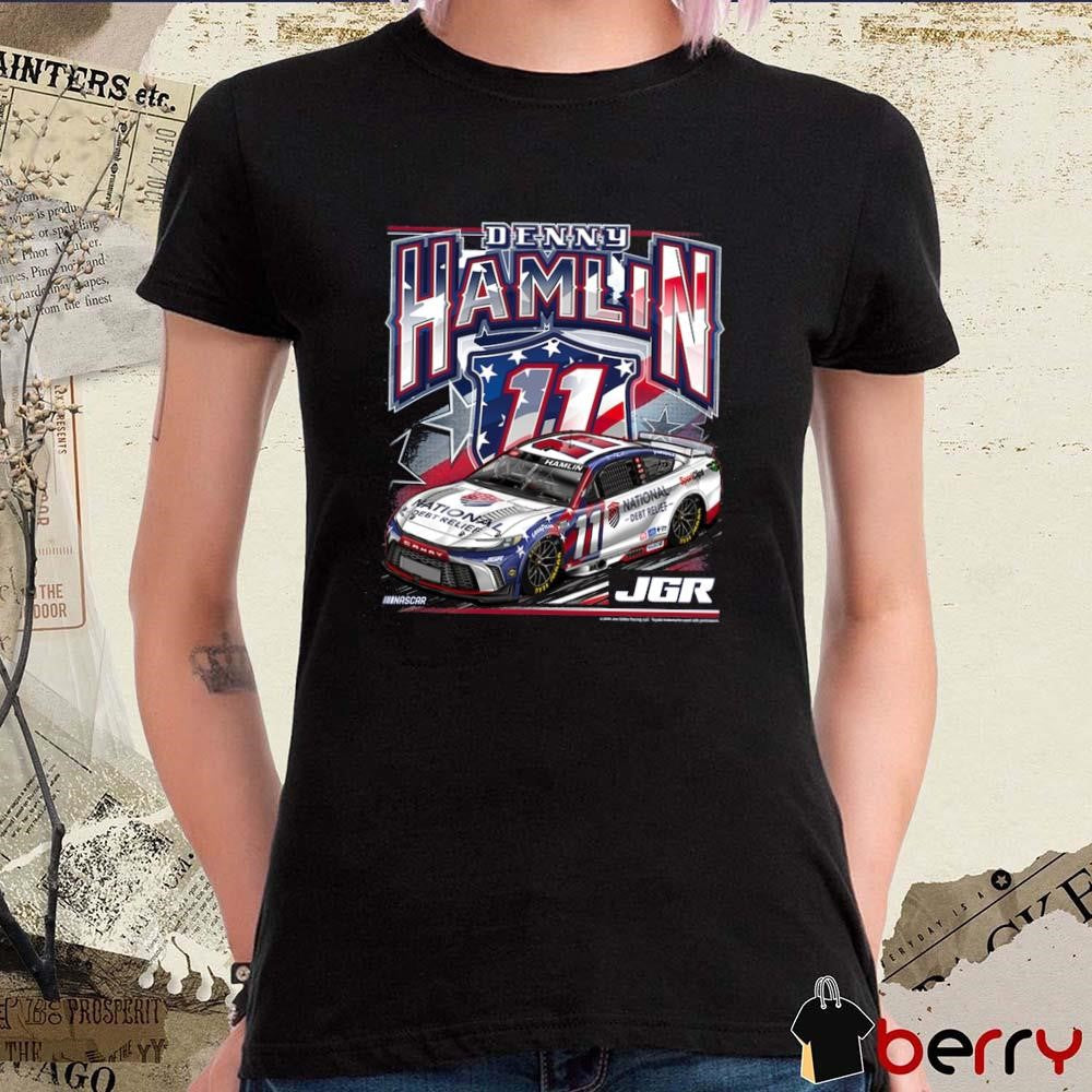 NASCAR Denny Hamlin JGR Joe Gibbs Racing Team Collection National Debt Relief Car 2025 t-shirt