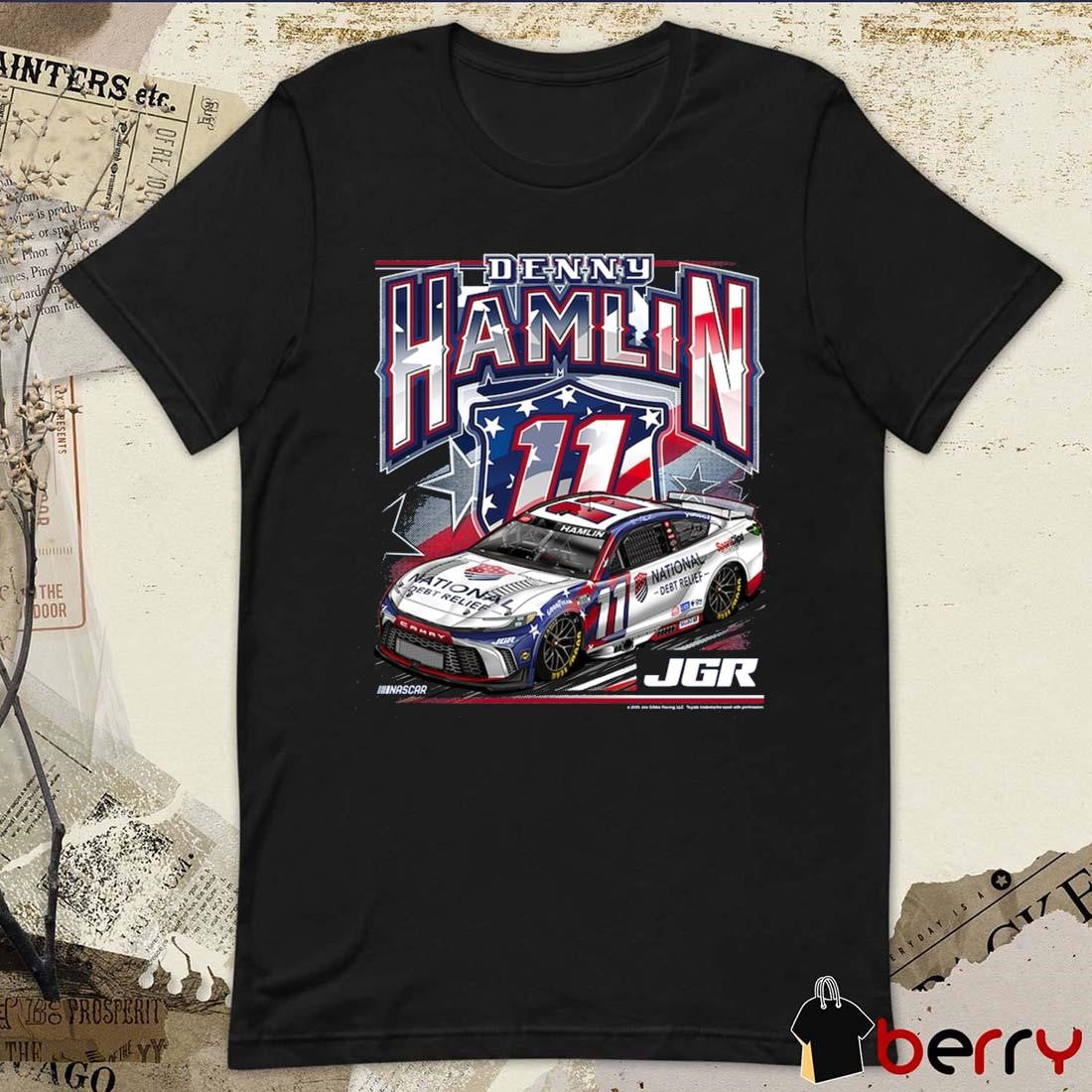 NASCAR Denny Hamlin JGR Joe Gibbs Racing Team Collection National Debt Relief Car 2025 t-shirt