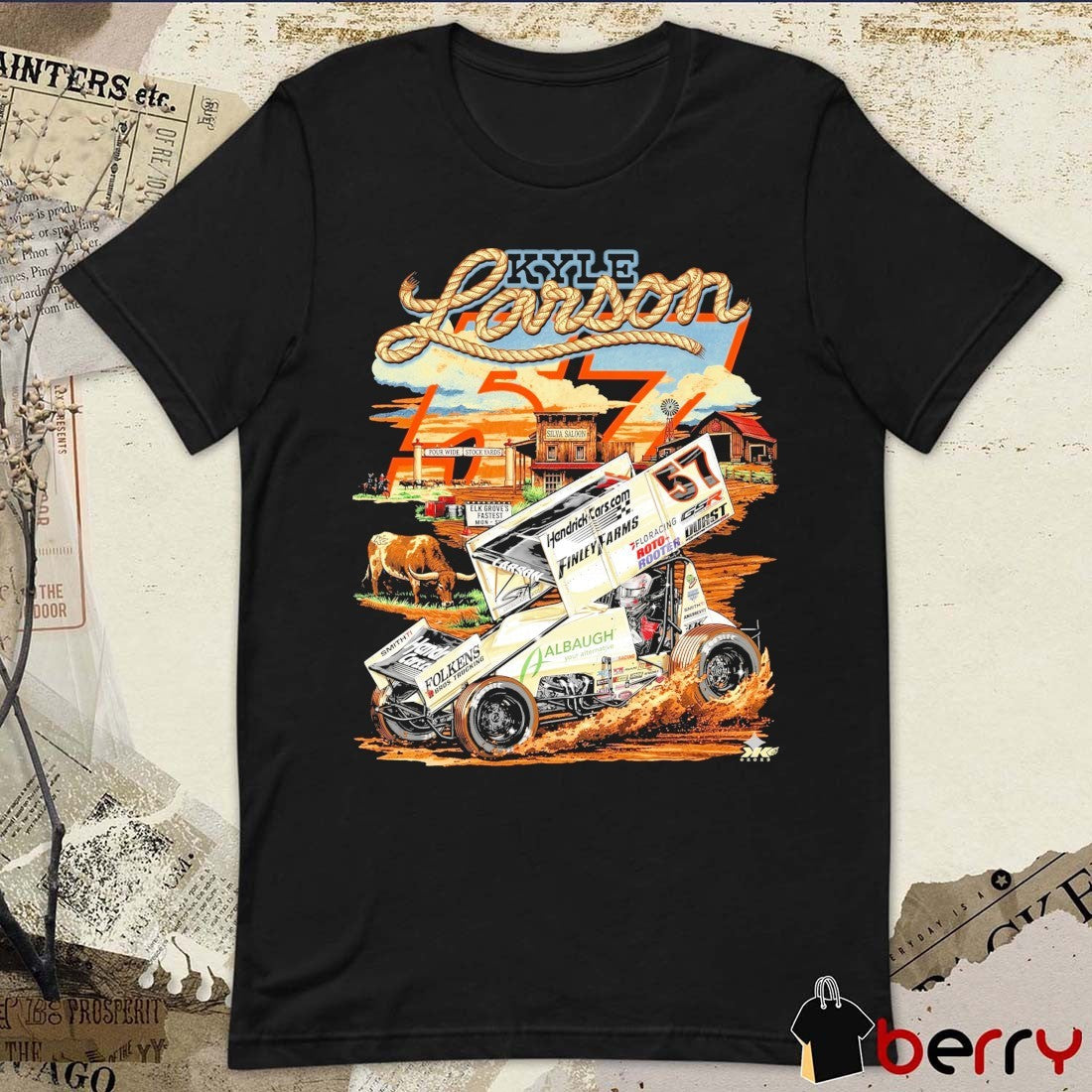 NASCAR Kyle Larson Silva Saloon Four Wide Stock Yards HendrickCars.com t-shirt
