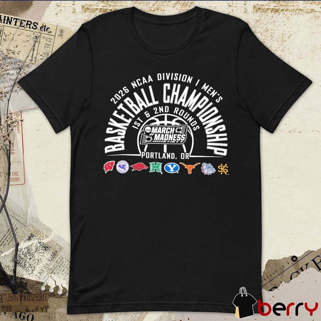 NCAA Division I Men’s Basketball Championship 2026 March Madness Portland OR Logos t-shirt
