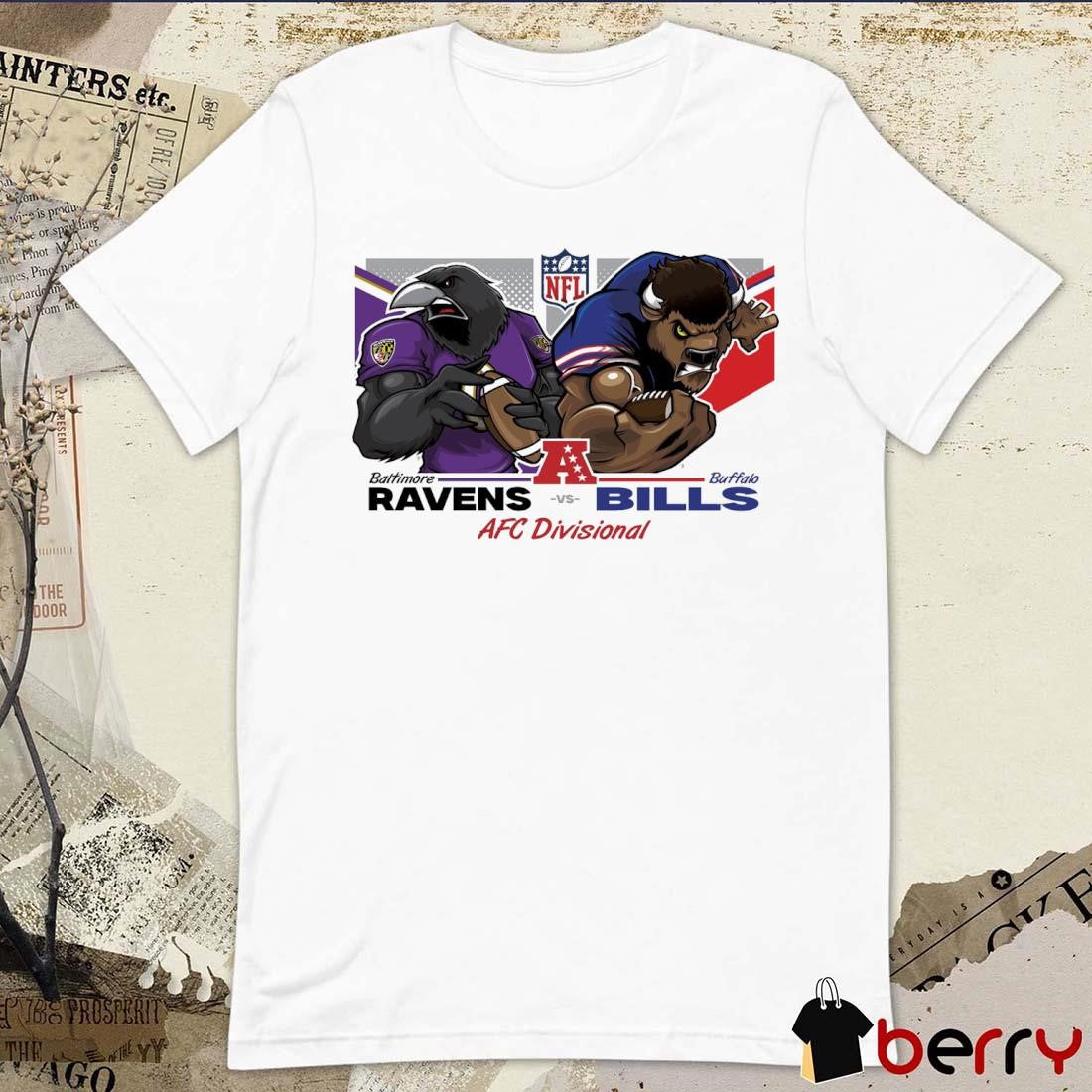 NFL Baltimore Ravens Vs Buffalo Bills AFC Divisional Matchups Mascot t-shirt
