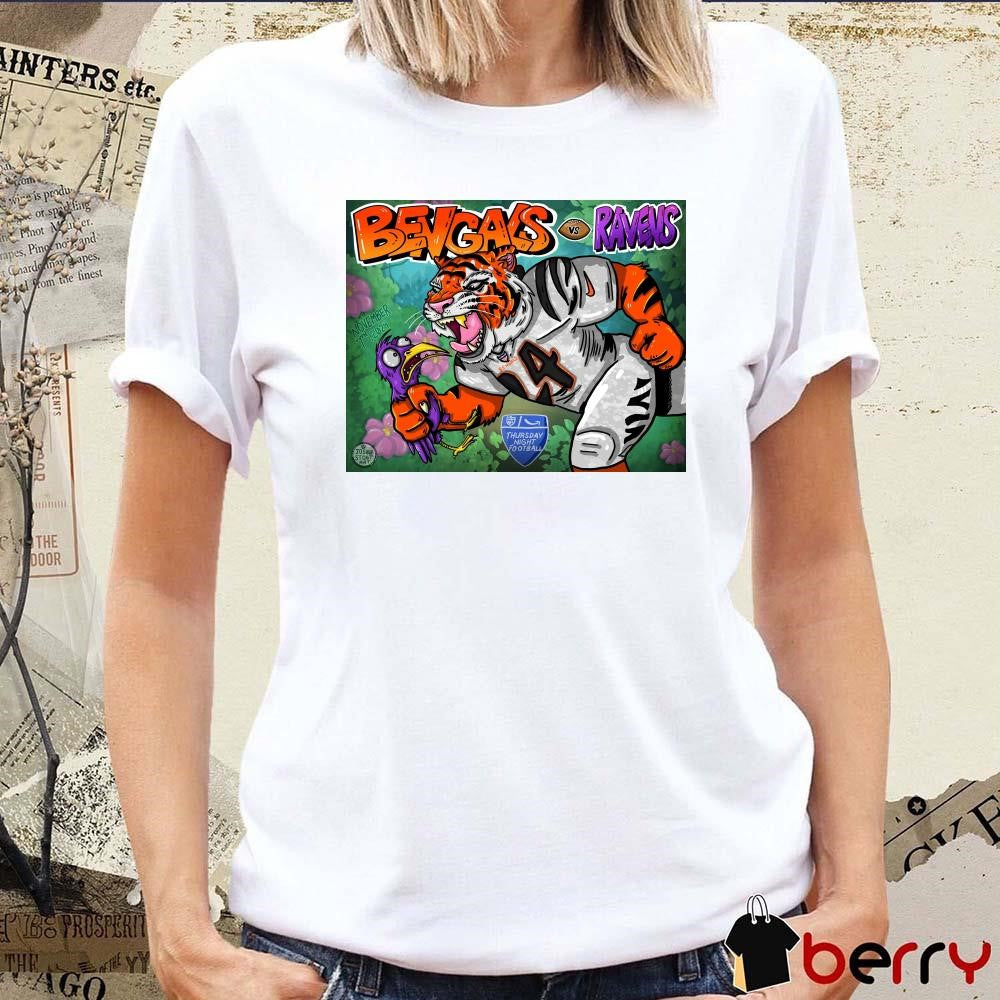 NFL Cincinnati Bengals vs Baltimore Ravens Thursday Night Football Nov 7th 2024 Mascot Poster t-shirt