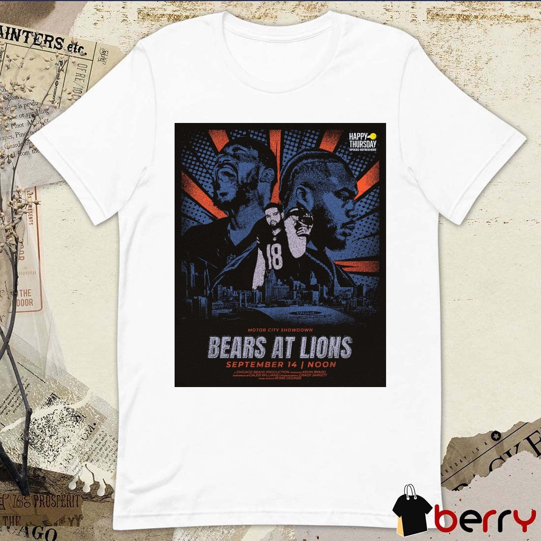 NFL Game Motor City Showdown Chicago Bears at Detroit Lions September 14th 2025 Poster t-shirt