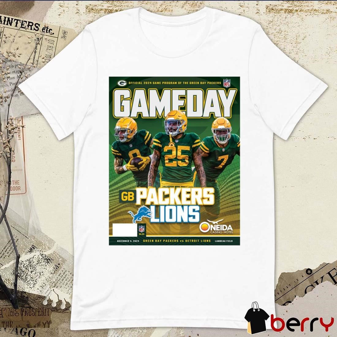 NFL Green Bay Packers Gameday Program 11-3-24 Detroit Lions Poster t-shirt