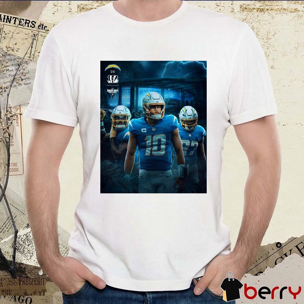 NFL Los Angeles Chargers Vs Cincinnati Bengals Sunday Night Football Light ‘Em Up Poster t-shirt