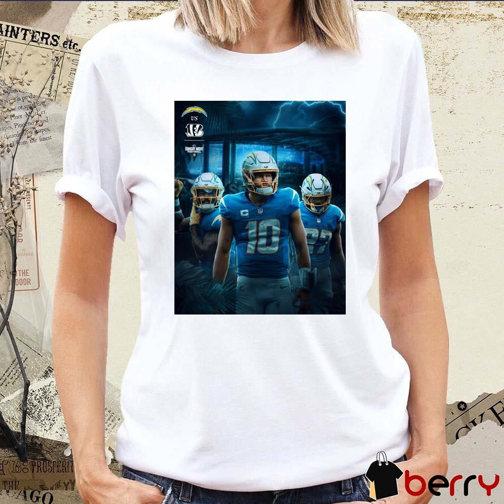 NFL Los Angeles Chargers Vs Cincinnati Bengals Sunday Night Football Light ‘Em Up Poster t-shirt