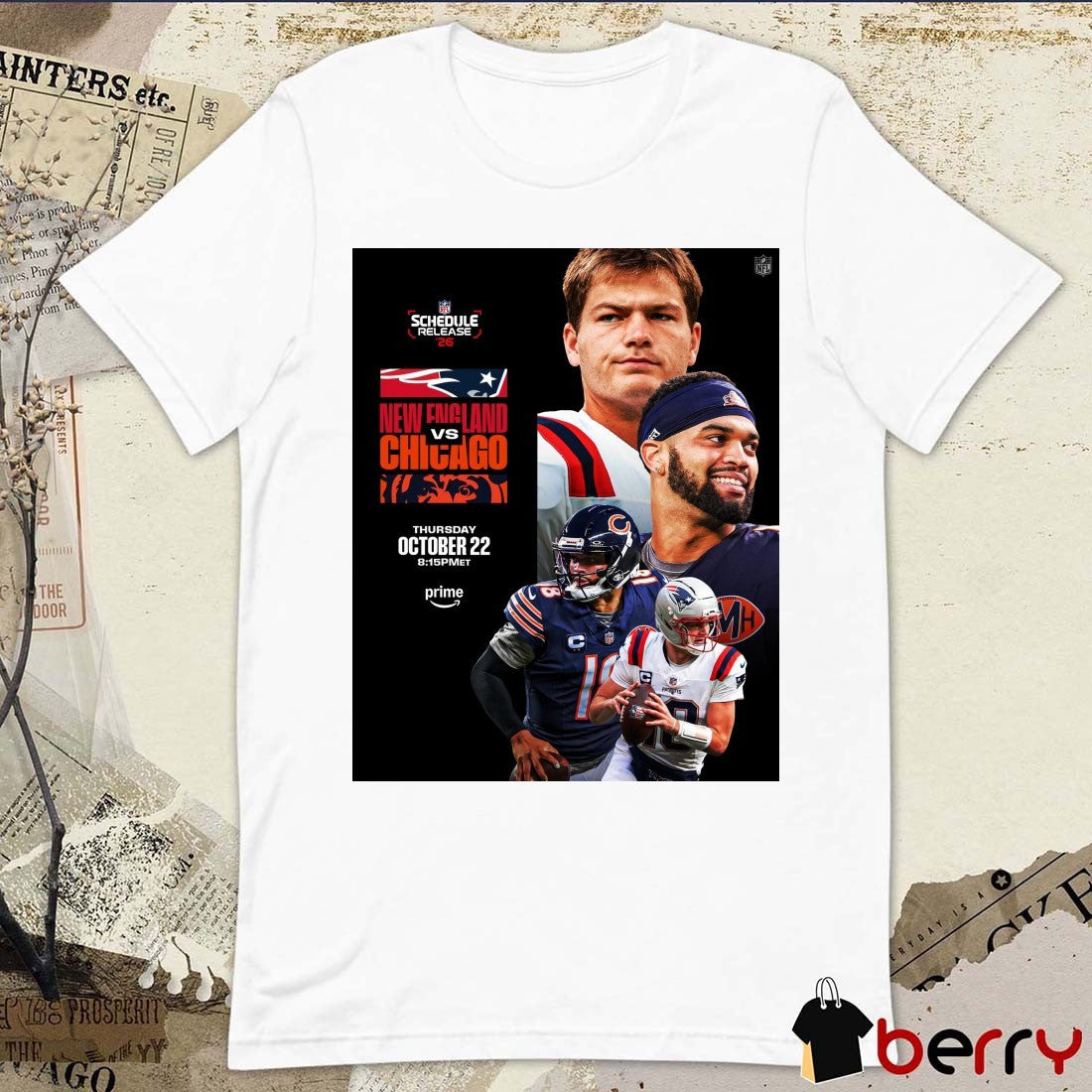 NFL Schedule Release 2026 New England Patriots Vs Chicago Cubs October 22 Poster t-shirt