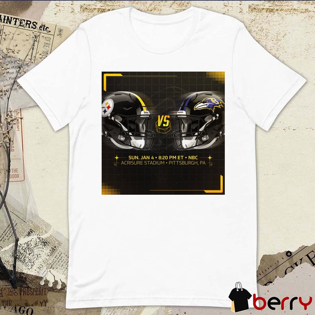 NFL Week 18 Pittsburgh Steelers Vs Baltimore Ravens Acrisure Stadium in Pittsburgh, PA Helmets Poster t-shirt
