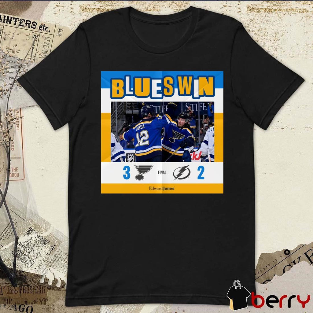 NHL Final Blues Win St. Louis Blues Vs Tampa Bay Lightning 3 – 2 Score Poster t-shirt