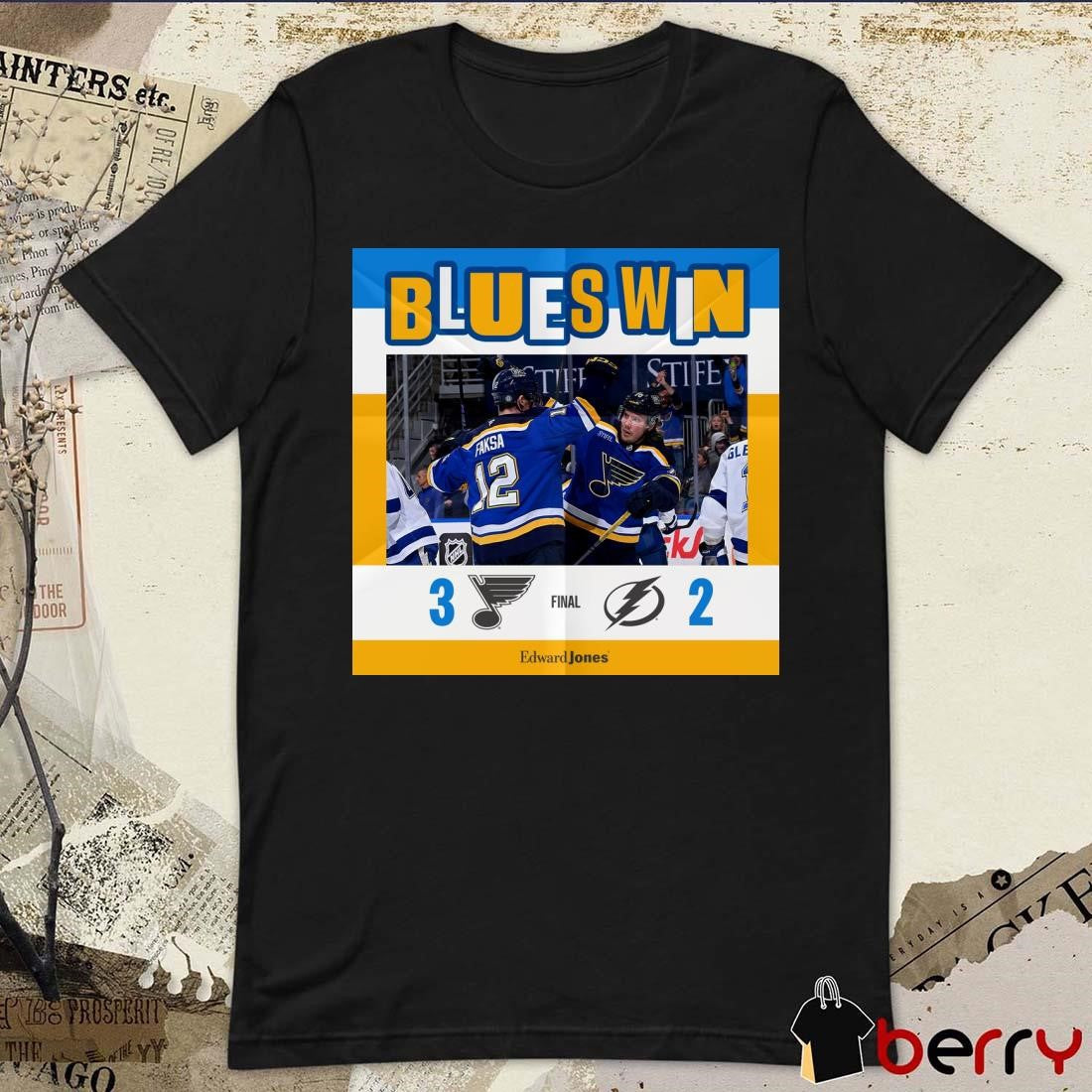 NHL Final Blues Win St. Louis Blues Vs Tampa Bay Lightning 3 – 2 Score Poster t-shirt