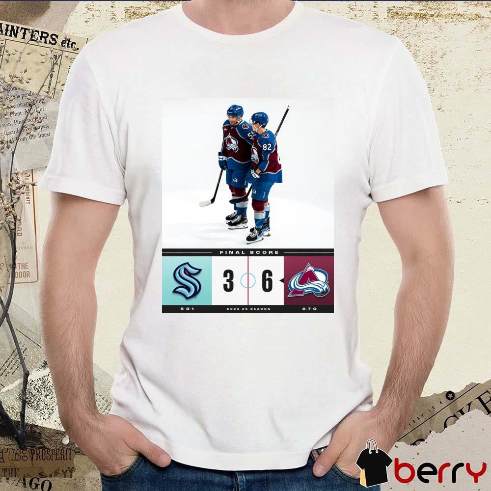 NHL Final Score Seattle Kraken Vs Colorado Avalanche 3 – 6 2024-25 Season Poster t-shirt