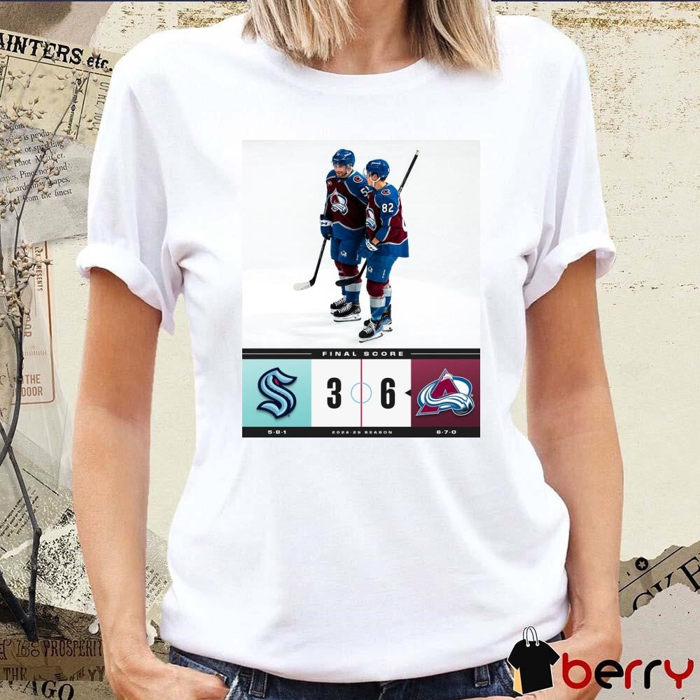 NHL Final Score Seattle Kraken Vs Colorado Avalanche 3 – 6 2024-25 Season Poster t-shirt
