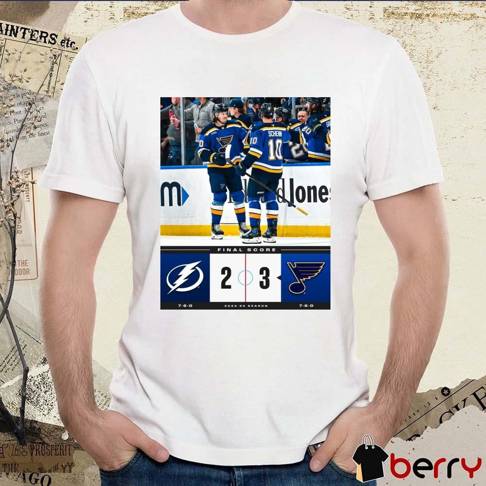 NHL Final Score Tampa Bay Lightning Vs St. Louis Blues 2 – 3 2024-25 Season Poster t-shirt