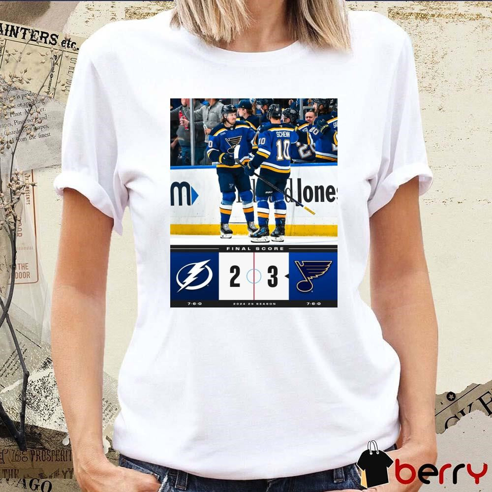 NHL Final Score Tampa Bay Lightning Vs St. Louis Blues 2 – 3 2024-25 Season Poster t-shirt