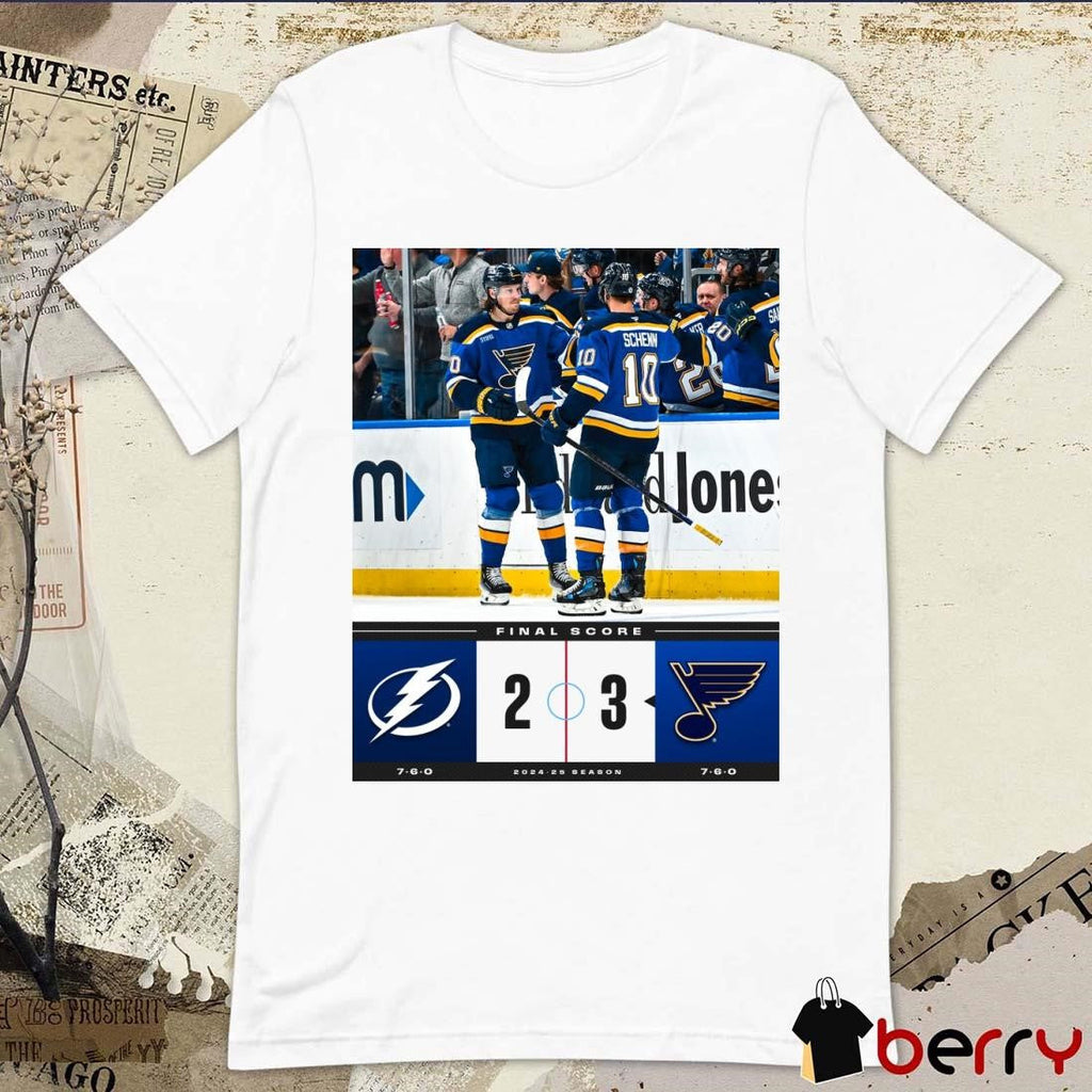 NHL Final Score Tampa Bay Lightning Vs St. Louis Blues 2 – 3 2024-25 Season Poster t-shirt