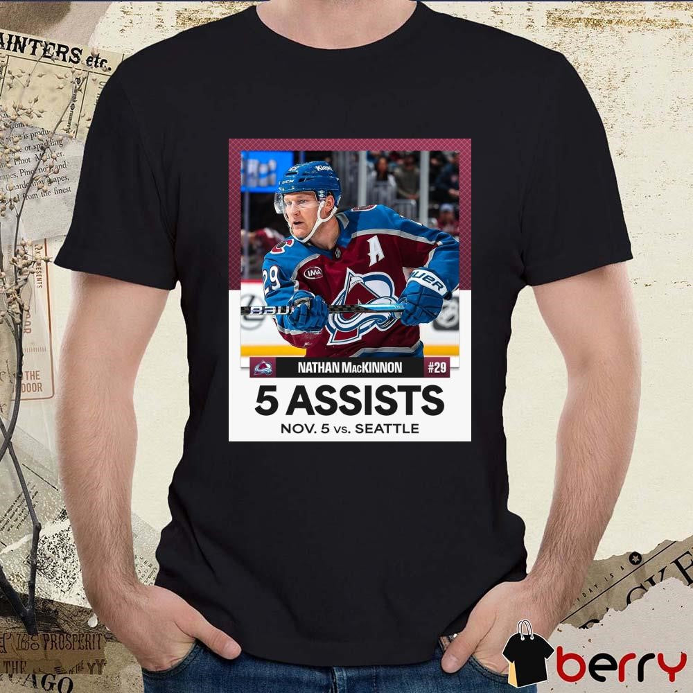 Nathan MacKinnon 5 Assists Nov 5 Colorado Avalanche Vs Seattle Kraken NHL Poster t-shirt