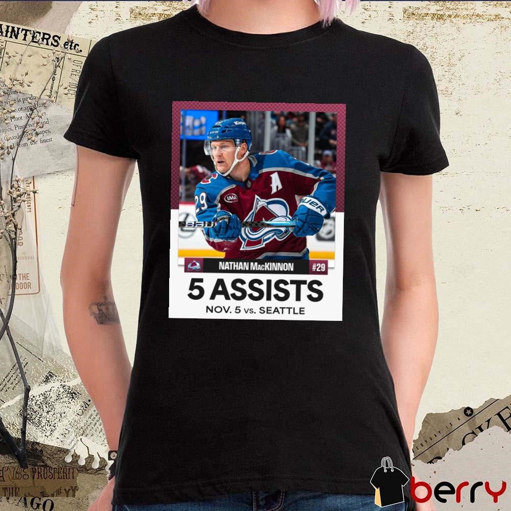 Nathan MacKinnon 5 Assists Nov 5 Colorado Avalanche Vs Seattle Kraken NHL Poster t-shirt
