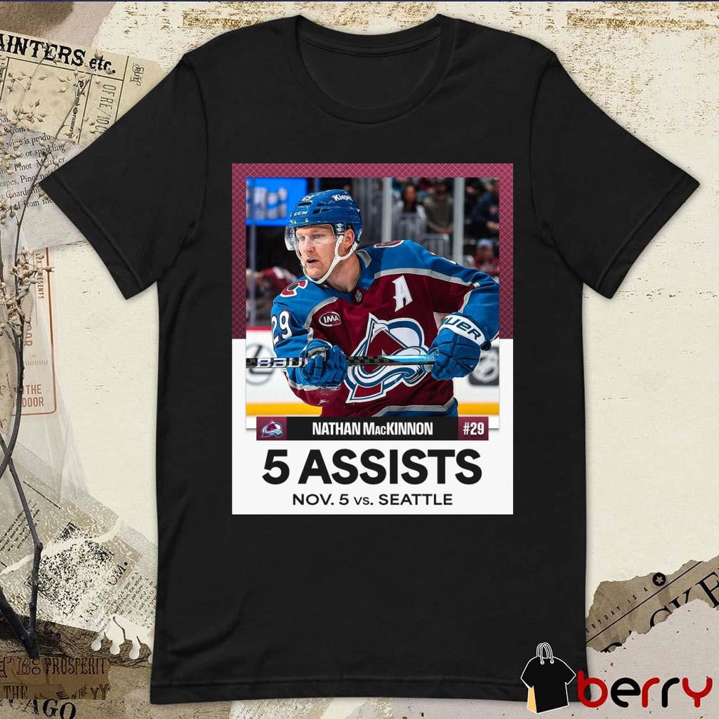 Nathan MacKinnon 5 Assists Nov 5 Colorado Avalanche Vs Seattle Kraken NHL Poster t-shirt