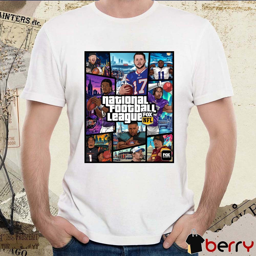 National Football League FOX NFL Maxx Crosby Josh Allen Micah Parsons Lamar Jackson Justin Jefferson Poster t-shirt