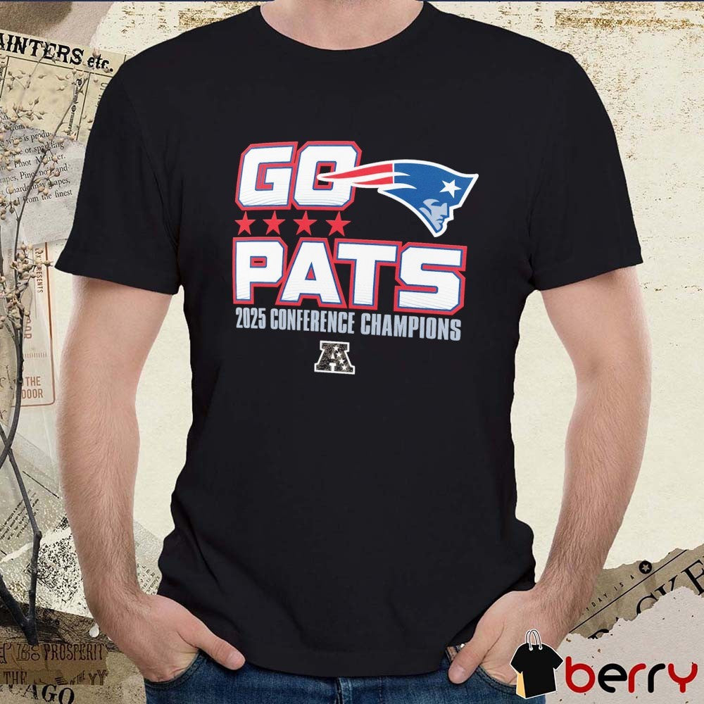 New England Patriots Go Pats 2025 AFC Champions Hometown Logos Fan t-shirt