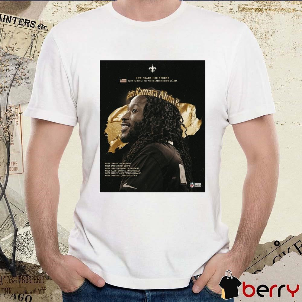 New Franchise Record Alvin Kamara All-Time Career Rushing Leader New Orleans Saints NFL Poster t-shirt