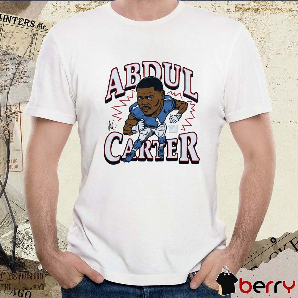 New York Giants NFL Football Abdul Carter Caricature Signature 2025 t-shirt
